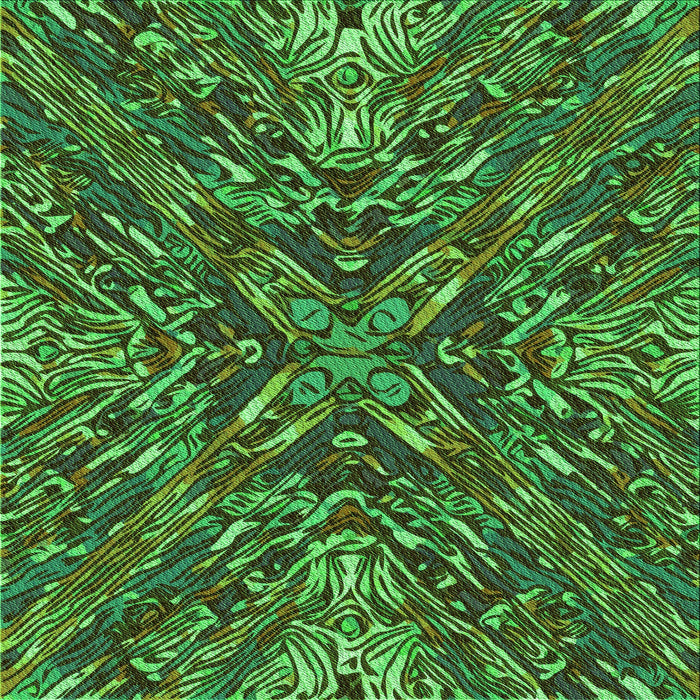 Round Patterned Dark Forest Green Rug, pat2086grn