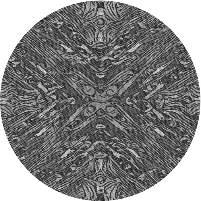 Square Patterned Dark Gray Black Rug, pat2086gry