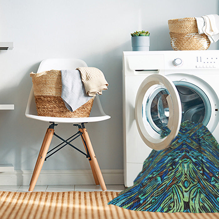 Machine Washable Transitional Dark Gray Black Rug in a Washing Machine, wshpat2086lblu