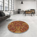 Round Patterned Orange Rug in a Office, pat2086org