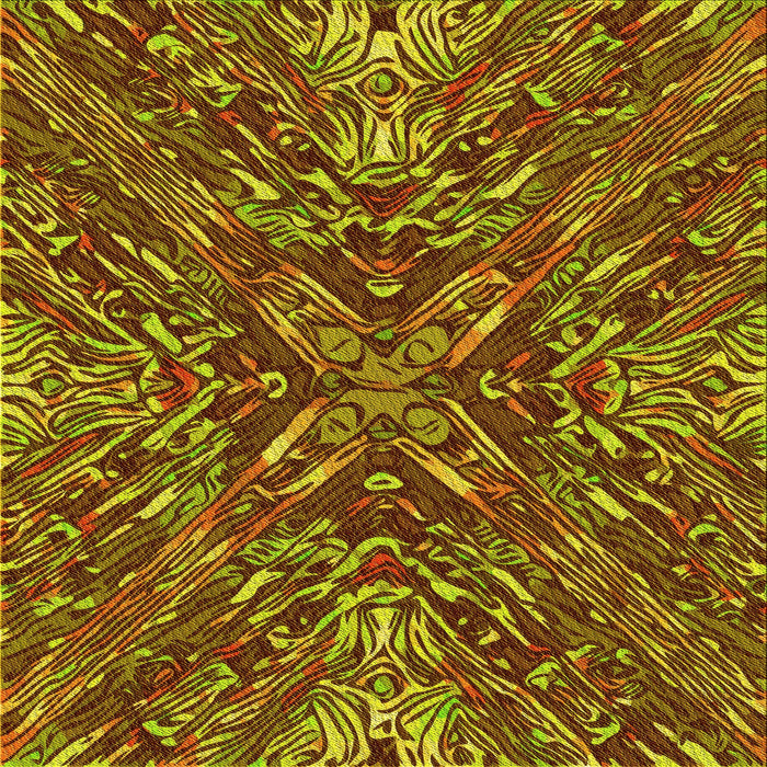 Round Patterned Saffron Red Rug, pat2086yw