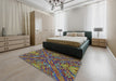 Patterned Green Modern Rug in a Bedroom, pat2086