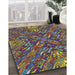 Patterned Green Modern Rug in Family Room, pat2086