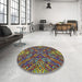 Round Patterned Green Modern Rug in a Office, pat2086