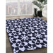 Patterned Night Blue Rug in Family Room, pat2087blu