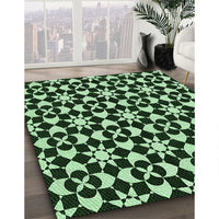 Patterned Black Rug, pat2087grn