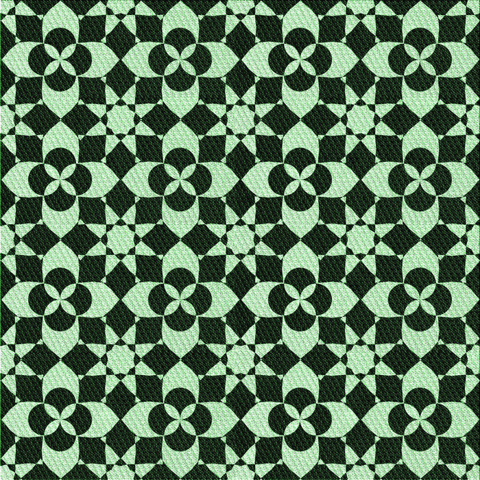 Round Patterned Black Rug, pat2087grn