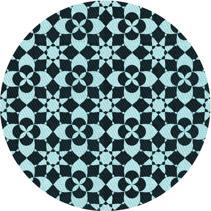 Square Patterned Deep Teal Green Rug, pat2087lblu