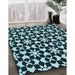 Machine Washable Transitional Deep Teal Green Rug in a Family Room, wshpat2087lblu