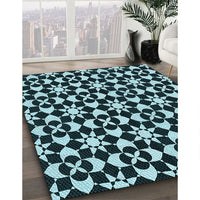 Patterned Deep Teal Green Rug, pat2087lblu