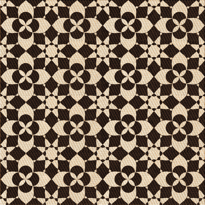 Round Patterned Black Brown Rug, pat2087org