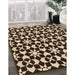 Patterned Black Brown Rug in Family Room, pat2087org