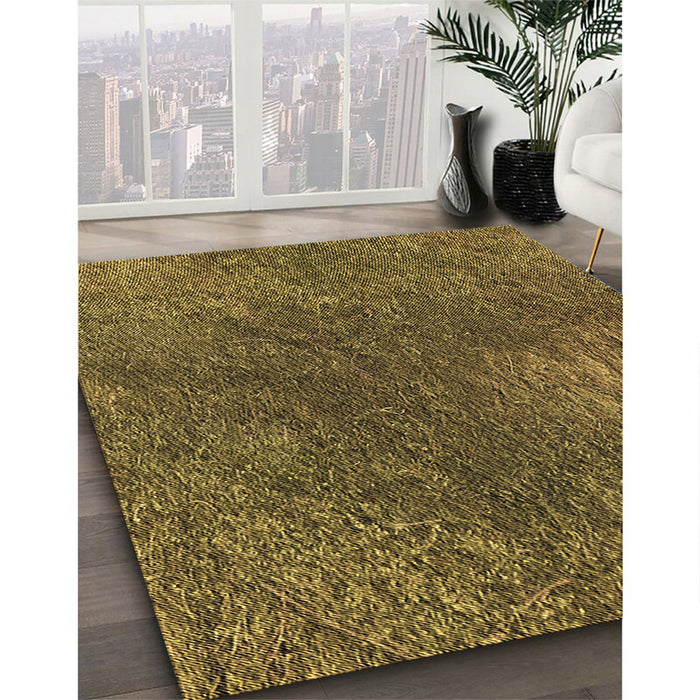 Patterned Dark Golden Brown Rug in Family Room, pat2088brn