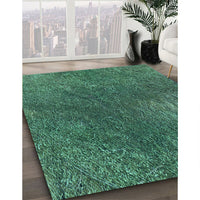 Patterned Medium Forest Green Rug, pat2088lblu