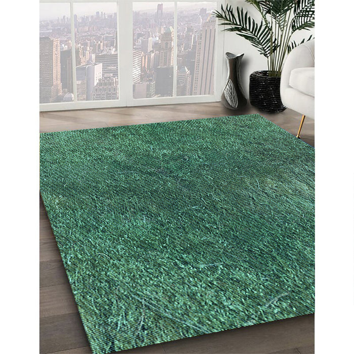 Patterned Medium Forest Green Rug in Family Room, pat2088lblu