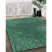 Machine Washable Transitional Medium Forest Green Rug in a Family Room, wshpat2088lblu