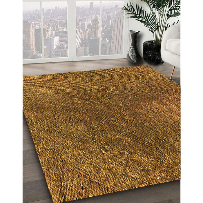 Patterned Orange Rug in Family Room, pat2088org
