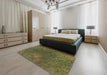 Patterned Copper Green Novelty Rug in a Bedroom, pat2088