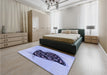 Patterned Slate Blue Rug in a Bedroom, pat2089blu