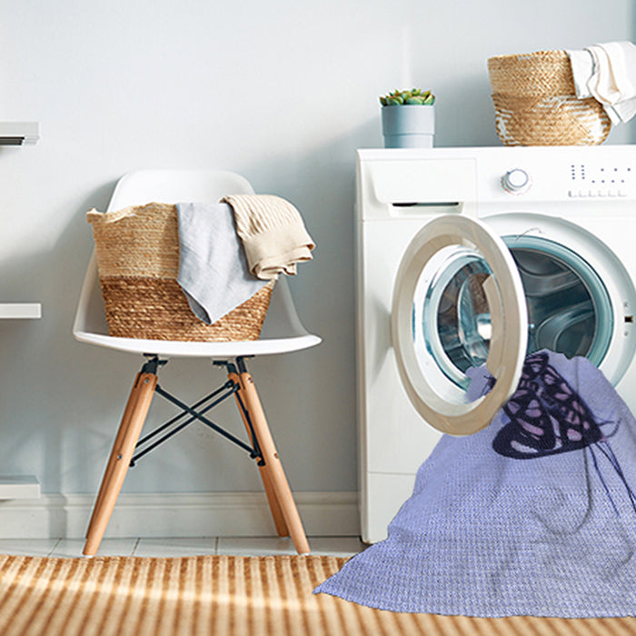 Machine Washable Transitional Slate Blue Rug in a Washing Machine, wshpat2089blu