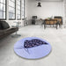 Round Patterned Slate Blue Rug in a Office, pat2089blu