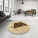 Round Patterned Light Brown Rug in a Office, pat2089brn