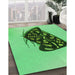 Patterned Green Rug in Family Room, pat2089grn