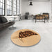 Round Patterned Yellow Orange Rug in a Office, pat2089org