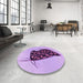 Round Patterned Mauve Purple Rug in a Office, pat2089pur