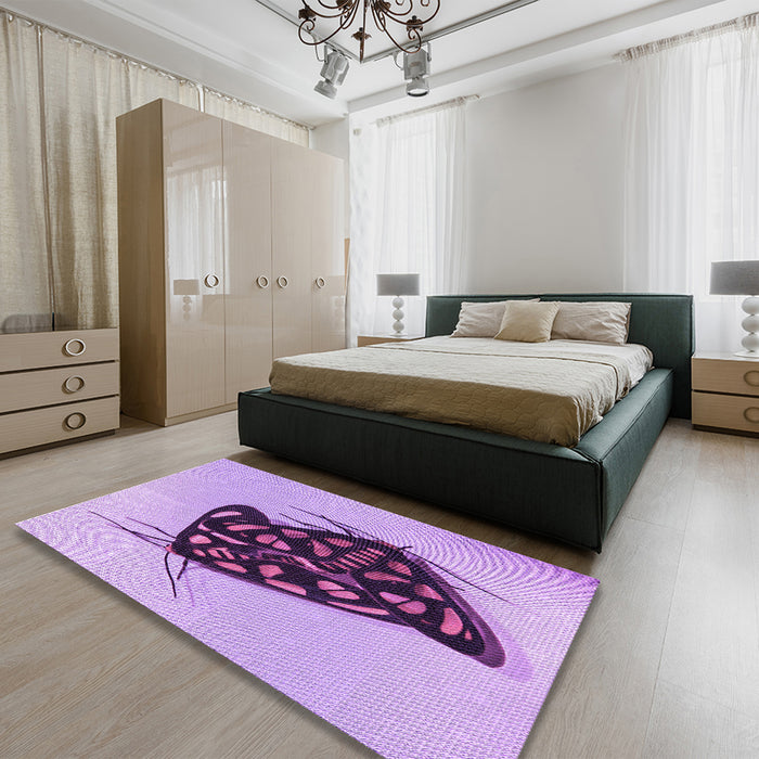 Patterned Mauve Purple Rug in a Bedroom, pat2089pur