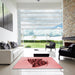 Machine Washable Transitional Red Rug in a Kitchen, wshpat2089rd