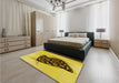 Patterned Golden Yellow Rug in a Bedroom, pat2089yw