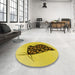 Round Patterned Golden Yellow Rug in a Office, pat2089yw