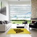 Square Patterned Golden Yellow Rug in a Living Room, pat2089yw