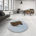 Round Patterned Carbon Gray Novelty Rug in a Office, pat2089