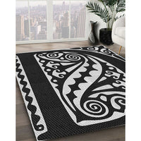 Patterned Dark Gray Novelty Rug, pat208