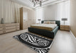 Patterned Dark Gray Novelty Rug in a Bedroom, pat208