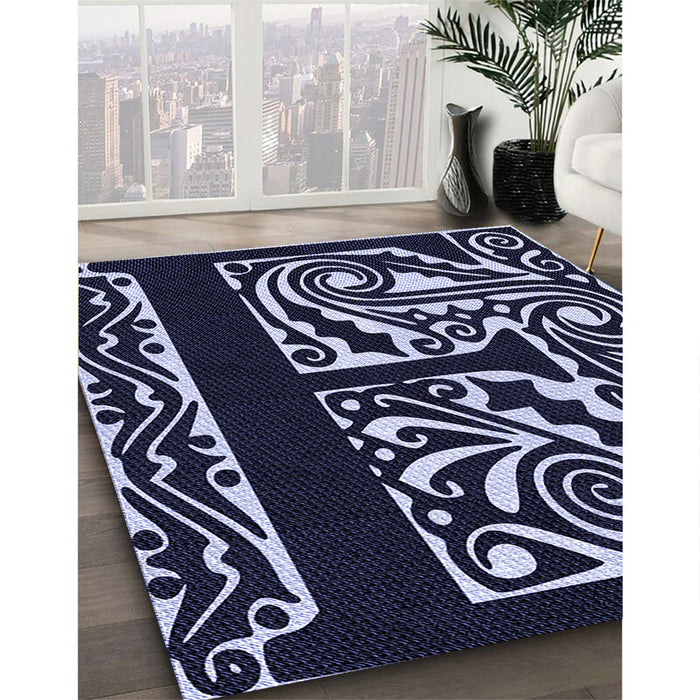 Machine Washable Transitional Light Purple Blue Rug in a Family Room, wshpat209blu