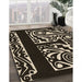 Patterned Black Rug in Family Room, pat209brn