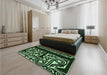 Patterned Black Rug in a Bedroom, pat209grn