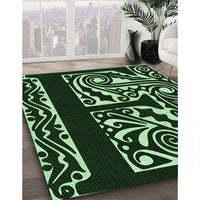 Patterned Black Rug, pat209grn