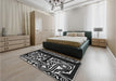 Patterned Black Rug in a Bedroom, pat209gry