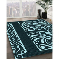 Patterned Black Rug, pat209lblu