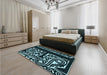 Patterned Black Rug in a Bedroom, pat209lblu