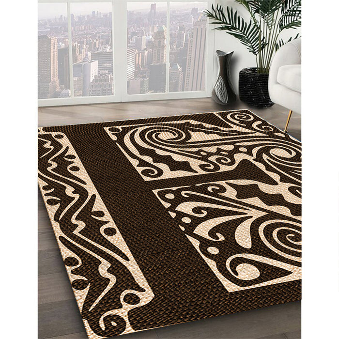 Patterned Peru Brown Rug in Family Room, pat209org