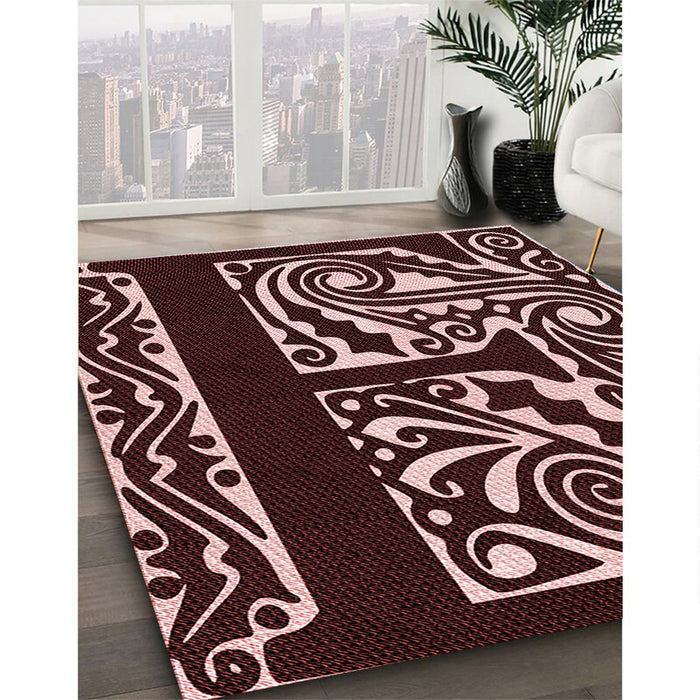 Patterned Chocolate Brown Rug in Family Room, pat209rd