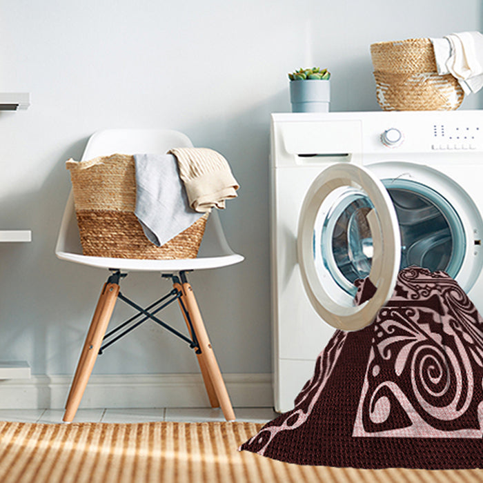 Machine Washable Transitional Chocolate Brown Rug in a Washing Machine, wshpat209rd