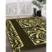 Patterned Black Rug in Family Room, pat209yw