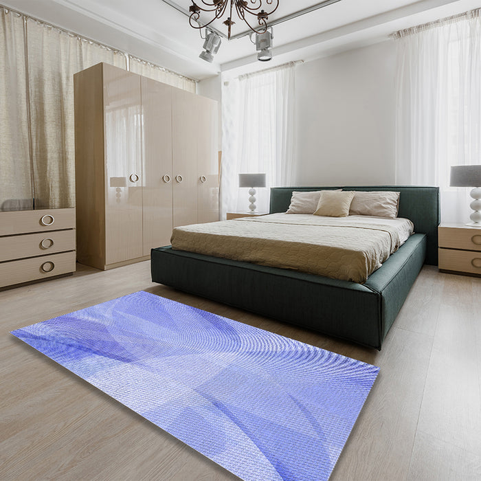 Patterned Light Slate Blue Rug in a Bedroom, pat2090blu