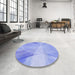 Round Patterned Light Slate Blue Rug in a Office, pat2090blu